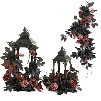 Ling's Moment 6Pack 2ft Artificial Flowers Garland Black & Burgundy Lantern F... - Image 1 of 4