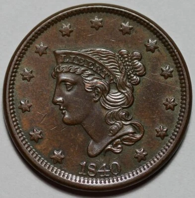 1840 Braided Hair Liberty Head Large Cent (N-5) - US 1c Copper Coin - Image 1 of 4