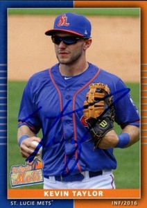 2016 St Lucie Mets KEVIN TAYLOR Signed Card autograph AUTO