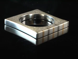 925 Sterling Silber Ring mit Palladium und Gold Streifen eingelegt Gr 54 - Bild 1 von 4