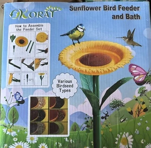 Lot Of 2 Sunflower Bird Tray Feeder Wild Standing Feeder Outdoor Bath Feeders - Picture 1 of 2