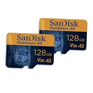 128GB 2-Pack Outdoors 4K microSDXC UHS-I Memory Card (2x128GB) 128GB (2-Pack) - Picture 1 of 7