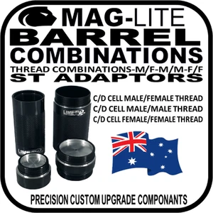 MAGLITE BARREL EXTENSIONS ST TUBE ADAPTORS THREAD COMBOS C/D FLASHLIGHT TORCH AU - Picture 1 of 42