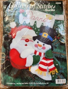 Vintage Bucilla Christmas Stocking Santa & Snowman NIP Comb-ship - Picture 1 of 2