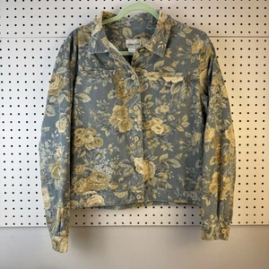 VTG 90s Floral Cotton Twill Jacket L Coldwater Creek Boho Cottagecore USA - Picture 1 of 11