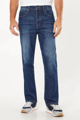 Burton Mens Bootcut Jeans Blue Dark Wash Regular Fit Denim Slash Pockets — 第 1/4 张图片