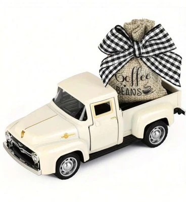1 Metal Farm Truck Farmhouse Rustic Home Decor Beige Small Car Truck Lightweight - Image 1 of 4