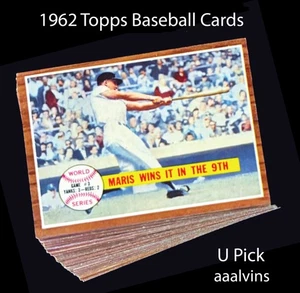 1962 Topps Baseball Cards - You Pick - Most EX to NM - aaalvins - Picture 1 of 185