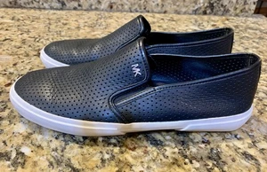 Sneaker MICHAEL Michael Kors Keaton nere slip on MK LOGO pelle boerum taglia 8,5 M - Foto 1 di 14