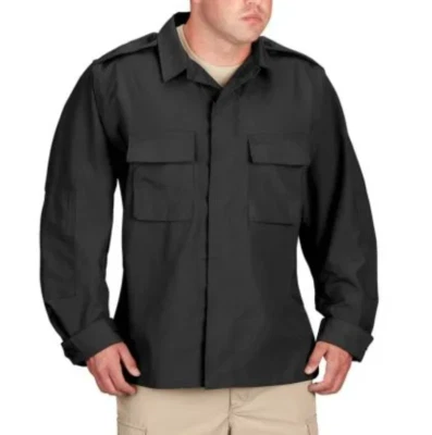 NEW PROPPER F5452 BDU 2 POCKET COAT LONG SLEEVE BATTLE RIP SHIRT BLACK LARGE SH - Image 1 of 4