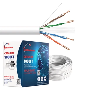 Cable Cat6 1000 ft UTP blanco sólido red LAN cable elevador CMR RJ45 a granel 23 AWG - Imagen 1 de 8