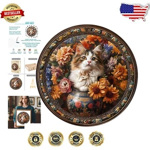 engaging 300-Piece Tricolor Cat Wooden Jigsaw Puzzle - Perfect for Mindfulness - Picture 1 of 10