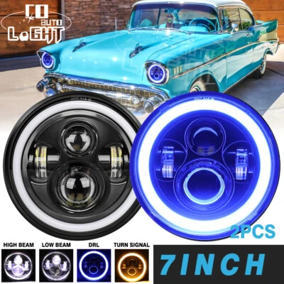 Faróis de LED 7"" Hi/Lo azul DRL ajuste Chevrolet Bel Air 1953 1954 1955 1956 1957 - Imagem 1 de 4