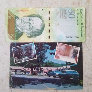 HOT SPRINGS PARK, Arkansas AR   PARKWAY MOTEL  Venezuela currency bear Postcard - Picture 1 of 2
