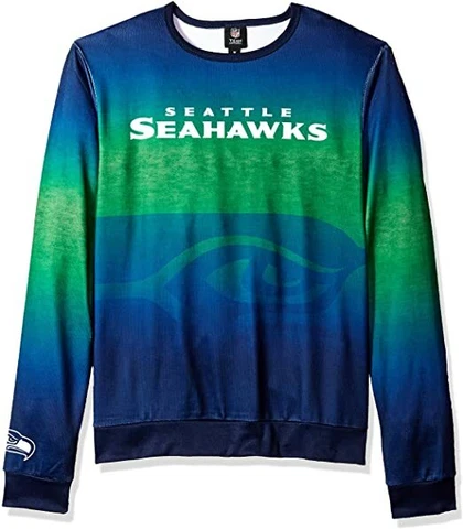 NFL Team Apparel Seattle Seahawks Ugly Sweater, XXL, Green/Blue Printed Gradient Cover