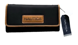NWT Womens Nautica Wallet Black Nylon Money Manager Style - Picture 1 of 9
