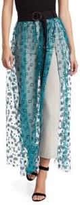 NWT $595 Rachel Comey Fetes Frame Long Tulle Maxi Skirt Teal Blue US M - Picture 1 of 12