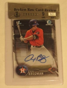 Alex Brregman 2016 primer Bowman cromado automático #CPA-AB Beckett tarjeta raw revisión 9/10 - Imagen 1 de 5