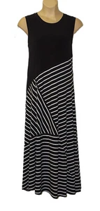 WULI LUU by Gok Wan Womens Maxi Dress size 2XL Sleeveless White Stripe on Black - Picture 1 of 4