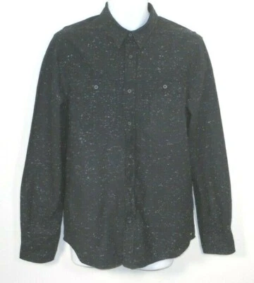 487-M255-8Q  William Rast white dots texture on black thick button shirt. - Image 1 of 4