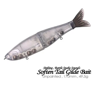 5PCS 17cm 49.5g Rattle Soft Tail Glide BaitDIY Unpainted Bait Blank Fishing Lure - Picture 1 of 13
