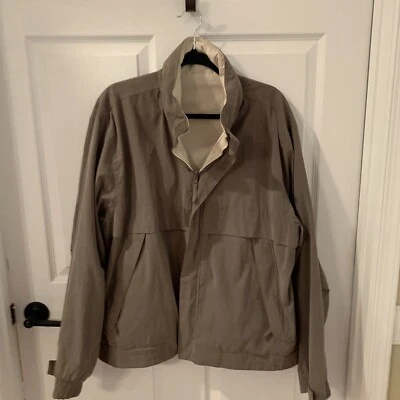 Free Country Mens Reversible Full Zip Khaki Tan Hooded Windbreaker Jacket Large - Image 1 of 4
