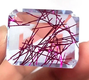 93.40 Ct Emerald BI Color Rutilated Quartz IGL Transparent Loose Gems 5AJ - Picture 1 of 8