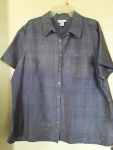 Camisa Avenue Silk Abotonada Manga Corta Cambio de Color 100% Seda Talla 18/20 - Imagen 1 de 3