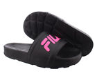 Fila Sleek Slide LT Girls Sandals Size 1, Color: Black/Pink