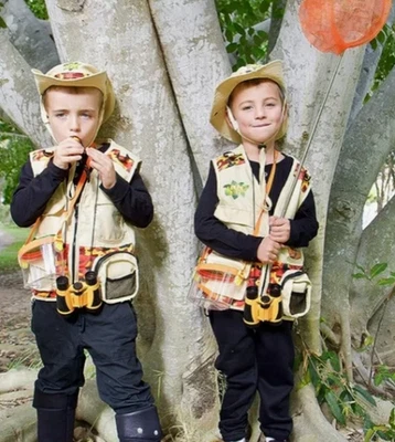 DISFRAZ HALLOWEEN NIÑOS SAFARI AVENTURA AL AIRE LIBRE SOMBRERO CHALECO CONJUNTO DE LUJO Foto 1 de 4