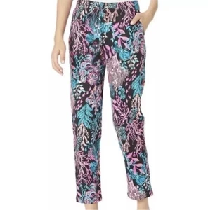 Lilly Pulitzer Emora Pants Joggers XXS Onx Twilight Coral NWT - Picture 1 of 7