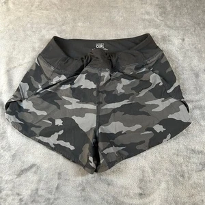Athleta Girl Camo Running Shorts Athletic Activewear Black Gray Medium (8-10) - Picture 1 of 10