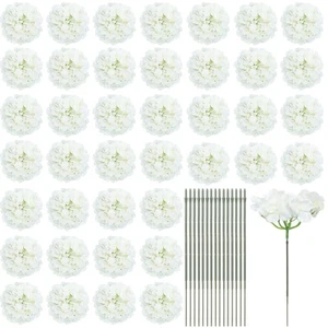 60 Pieces Silk White Hydrangea Artificial Flowers Heads Full Hydrangea Flowers w - Picture 1 of 6