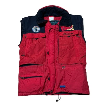 Vintage Rubicon Vest Mens 2XL Red Navy Utility Olympics Patch Multi Pocket 90s - Image 1 of 4