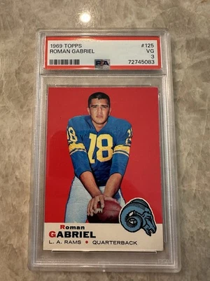 1969 Topps Football #125 Roman Gabriel Los Angeles Rams PSA 3 VG NFL Card - Image 1 of 4