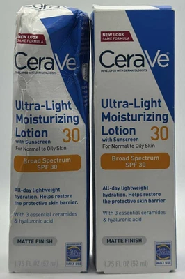 Loción hidratante ultraligera Cerave 2PK con FPS 30 ~ CADUCIDAD 6/26+ ~ 1,75 FL OZ EA Foto 1 de 3