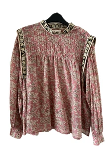Isabel Marant Etoile Rose Pink Vega Floral Printed Blouse 38 M UK 10 - Picture 1 of 18