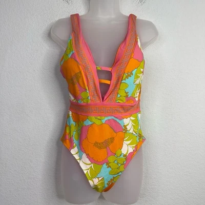 Trina Turk 泳装女式 8 码彩色 Playa De Floral One Piece 度假 — 第 1/4 张图片