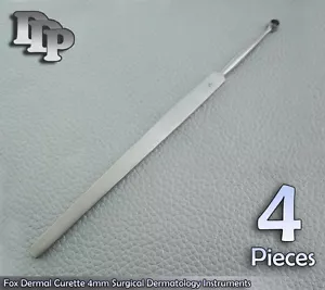 4 Pieces Of Fox Dermal Curette 4mm Surgical Dermatology Surgical Instruments - Picture 1 of 1