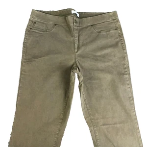 Northern Reflections Jeans Womens Size 12 Khaki Green Stretch Denim Faux Zip - Picture 1 of 11