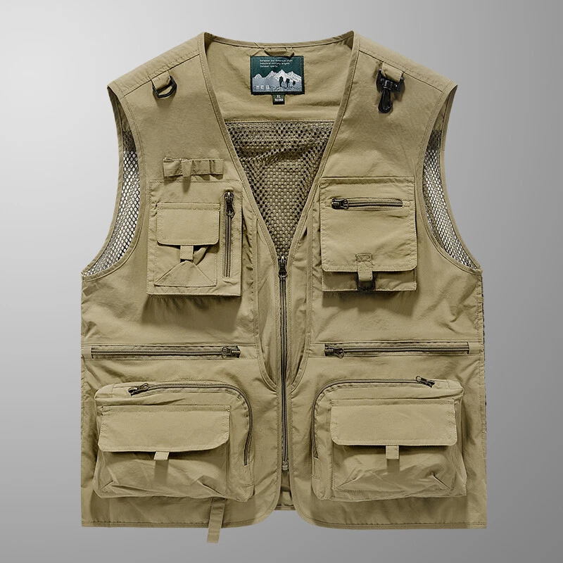 Men's Quick Drying Fishing Vest Multi Pocket Multifunctional Sleeveless Jackets - Image 1 of 4