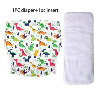 Pañales reutilizables de dinosaurio para adultos a prueba de fugas, transpirables y lavables con broches de presión XL Foto 1 de 4