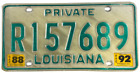 Vintage 1992 Louisiana Private License Plate Man Cave Garage Decor Collector