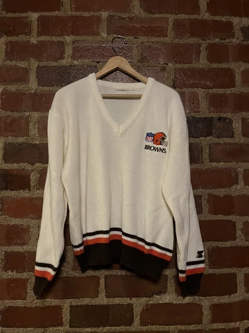 Vintage NFL Starter Men's Cleveland Browns V-neck Knit Sweater Cover