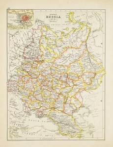 Mapa de Rusia de 1891 por Juan Bartolomé con inserto de San Petersburgo - Imagen 1 de 1