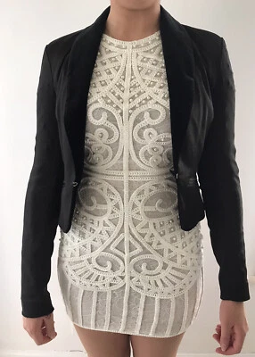 Chaqueta para mujer Marciano negra acetato mangas largas cuello de terciopelo talla XS de negocios Foto 1 de 4