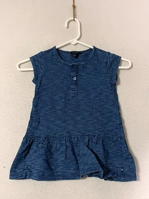 Blusa Henley Nautica Azul Manga Corta Dobladillo Peplum Algodón Niñas Talla 5 Foto 1 de 4