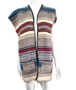 Vintage Vest Unisex Mexican Authentic Wool Early 1970's South Western Boho - Picture 1 of 8