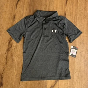 Under Armour UA Golf Polo Shirt Boys Kids Youth size 4 Charcoal Gray - Picture 1 of 5