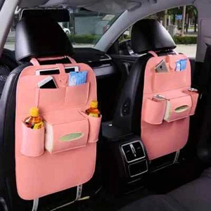 2pcs Car Seat Back Storage Bag, Hanging Bag Car Back Seat Pink - Picture 1 of 3